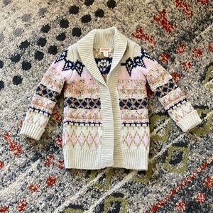 Toddler Winter Fairisle Cardigan Sweater Cream size 2T